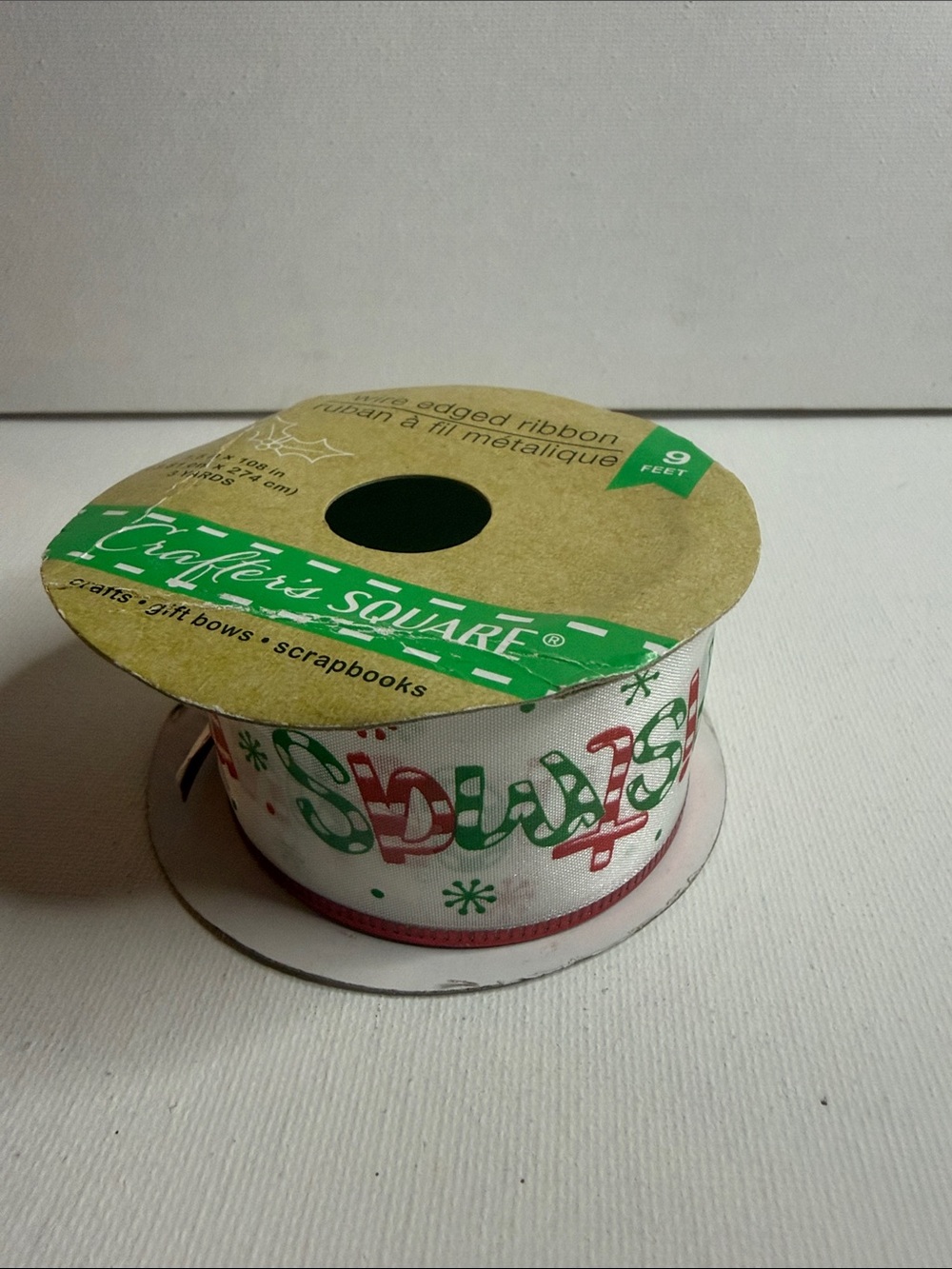 Crafter's Square White Wire-Edged Ribbon - Holiday Gift & Craft Ribbon, 9 ft - Picture 2 of 5